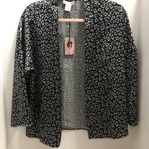 Sincerely Jules open front light weight cardigan black white size Medium M